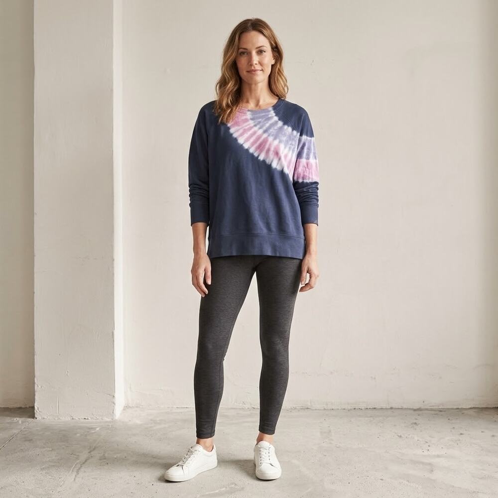 J.Jill Fit XL Navy Pink Tie-Dye Cotton Modal Raglan Sweatshirt Top